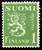 Finland 1942 - Coat of arms lion type m30 1mk green