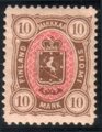 Suomi 1885 - Vaakunamalli 1875/1885 - 10mk ruskea/punainen (Uudet värit) Harvinainen!