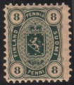 Suomi 1875 - Vaakunamalli 1875/1882 - 8p vihreä, A-hammaste (Senaatin paino)