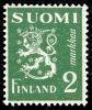 Finland 1945 - Coat of arms lion type m30 2mk green