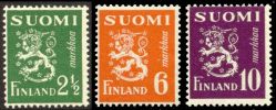 Suomi 1947 - Leijonamalli m30 2 1/2, 6 ja 10 mk FDC