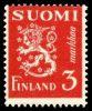 Finland 1945 - Coat of arms lion type m30 3mk red