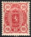 Suomi 1896 - Vaakunamalli 1889 - 10p (rosa)punainen, B-hammaste