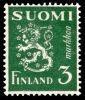 Suomi 1948 - Numerokuusilo 779-1-1948 Leijonamalli m30 3mk vihreä