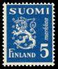 Suomi 1945 - Numerokuusilo 661-6-1945 Leijonamalli m30 5mk sininen