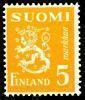 Suomi 1946 - Numerokuusilo 690-12-1945 Leijonamalli m30 5mk keltainen