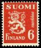 Finland 1945 - Coat of arms lion type m30 6mk red