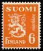 Suomi 1947 - Numerokuusilo 717-11-1946 Leijonamalli m30 6mk oranssi