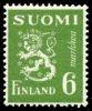 Finland 1948 - Coat of arms lion type m30 6mk green