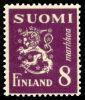 Suomi 1946 - Numerokuusilo 691-12-1945 Leijonamalli m30 8mk violetti