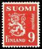 Finland 1948 - Coat of arms lion type m30 9mk red