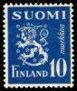 Suomi 1945 - Numerokuusilo 703-5-1946 Leijonamalli m30 10mk sininen