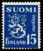 Finland 1948 - Coat of arms lion type m30 15mk blue