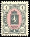 Suomi 1890 - Vaakunamalli 1889 - 1mk harmaa/rosa Suomi 1890 - Vaakunamalli 1889 - 1mk harmaa/rosa