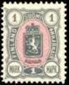 Suomi 1890 - Vaakunamalli 1889 - 1mk harmaa/rosa