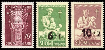 Suomi 1947 - Tuberkuloosi 1947 Lisäpainamalla + Postip. FDC Suomi 1947 - Tuberkuloosi 1947 Lisäpainamalla + Postip. FDC