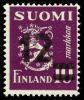 Suomi 1948 - Numerokuusilo 762-11-1947 Leijonamalli m30 12mk/10 mk violetti, lisäpainama