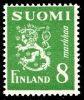 Finland 1950 - Coat of arms lion type m30 8mk green