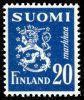 Suomi 1950 - Numerokuusilo 849-9-1949 Leijonamalli m30 20mk sininen