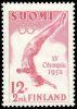 Suomi 1951 - XV. Olympialaiset, Helsinki, 1952 1/4 - 12mk+2mk Uimahyppääjä Suomi 1951 - XV. Olympialaiset, Helsinki, 1952 1/4 - 12mk+2mk Uimahyppääjä