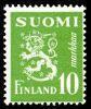 Suomi 1952 - Numerokuusilo 952-6-1952 Leijonamalli m30 10 mk vihreä