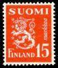 Suomi 1952 - Numerokuusilo 982-10-1953 Leijonamalli m30 15 mk punainen