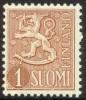 Finland 1955 - Coat of arms lion type m54 1mk light brown