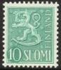 Finland 1954 - Coat of arms lion type m54 10mk green