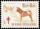 Suomi 1965 - Tuberkuloosi 1965 1/3 - 0,15 + 0,03mk Suomen pystykorva Suomi 1965 - Tuberkuloosi 1965 1/3 - 0,15 + 0,03mk Suomen pystykorva