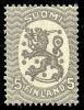 Suomi 1919 - Numerokuusilo 68-9-1921 Saarisen malli m17, 5p harmaa, ilman vesileimaa