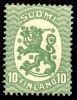 Suomi 1920 - Saarisen malli m17, 10p vihreä, ilman vesileimaa A hammaste