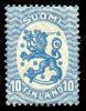 Finland 1921 - Coat of arms lion type m17, 10p blue without wm, A perfor.