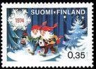 Suomi 1974 - Joulupostimerkki 1974 - Tontut lahjoineen metsässä, paperi x