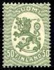 Finland 1929 - N:o block of six 163-9-1929 Coat of arms lion type m17, 50p green without wm, B perfor