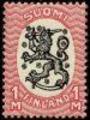 Finland 1917 - Coat of arms lion type m17, 1mk red/black without wm