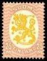 Suomi 1921 - Numerokuusilo 59-2-1921 Saarisen malli m17, 25mk pun/kelt. ilman vesileimaa