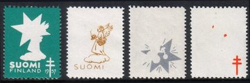 Finland 1957 - Christmas Seal 1957 Angel Color proof set (4)