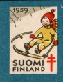 Suomi 1959 - Joulumerkki 1959 Mäenlaskija (hammastamaton pari)