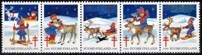 Suomi 1986 - Joulumerkki 1986 Poro ja tonttu (5-rivilö)