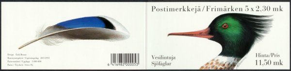 Vesilintuja postimerkkivihko leimattuna