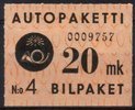 Finland 1949 - 1949/50 Bus parcel post label 20 mk Watermark W2