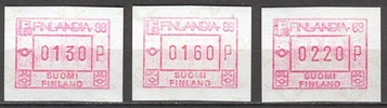 Finland 1986 - ATM 2 FINLANDIA 88 130, 160, 220 p (31.10.1986)