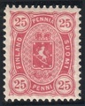 Suomi 1882 - Vaakunamalli 1875/1882 - 25p karmiini, B-hammaste (Leimapaino)