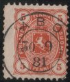 Finland 1875 - Coat of Arms type 1875/1882 - 5p orange, A-perf. Åbo 30.9.1881