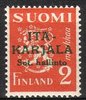 Finland 1941 - East Karelia M30 Lion 2 mk red orange, overprint in dark green