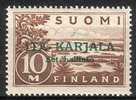 Suomi 1941 - Itä-Karjala 10 mk Saimaa, lisäpainama tummanvihreällä