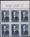 Finland 1942 - East Karelia Risto Ryti 2/6 1,75 mk, blue-grey N:o block of six 479-1-1942 Finland 1942 - East Karelia Risto Ryti 2/6 1,75 mk, blue-grey N:o block of six 479-1-1942