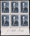 Finland 1942 - East Karelia Risto Ryti 2/6 1,75 mk, blue-grey N:o block of six 505-5-1942