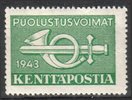 Finland 1943 - Military stamp Post Horn and Sword green (bigger)