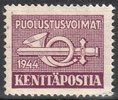 Suomi 1944 - Kenttäposti miekka ja postitorvi violetti (pienempi)